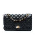 Second hand Chanel Classic Double Flap Medium Caviar Leather Matelassè Shoulder Bag Black - Tabita Bags