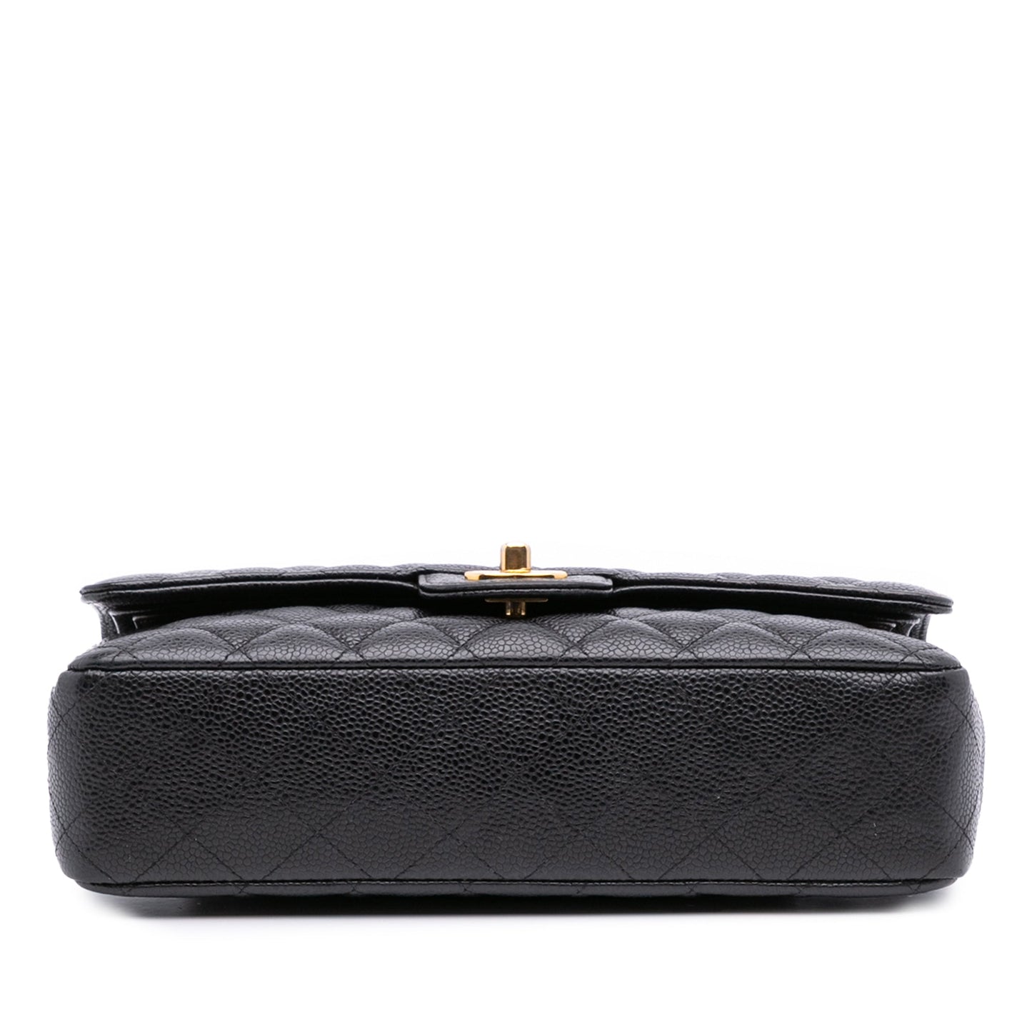 Second hand Chanel Classic Double Flap Medium Caviar Leather Matelassè Shoulder Bag Black - Tabita Bags