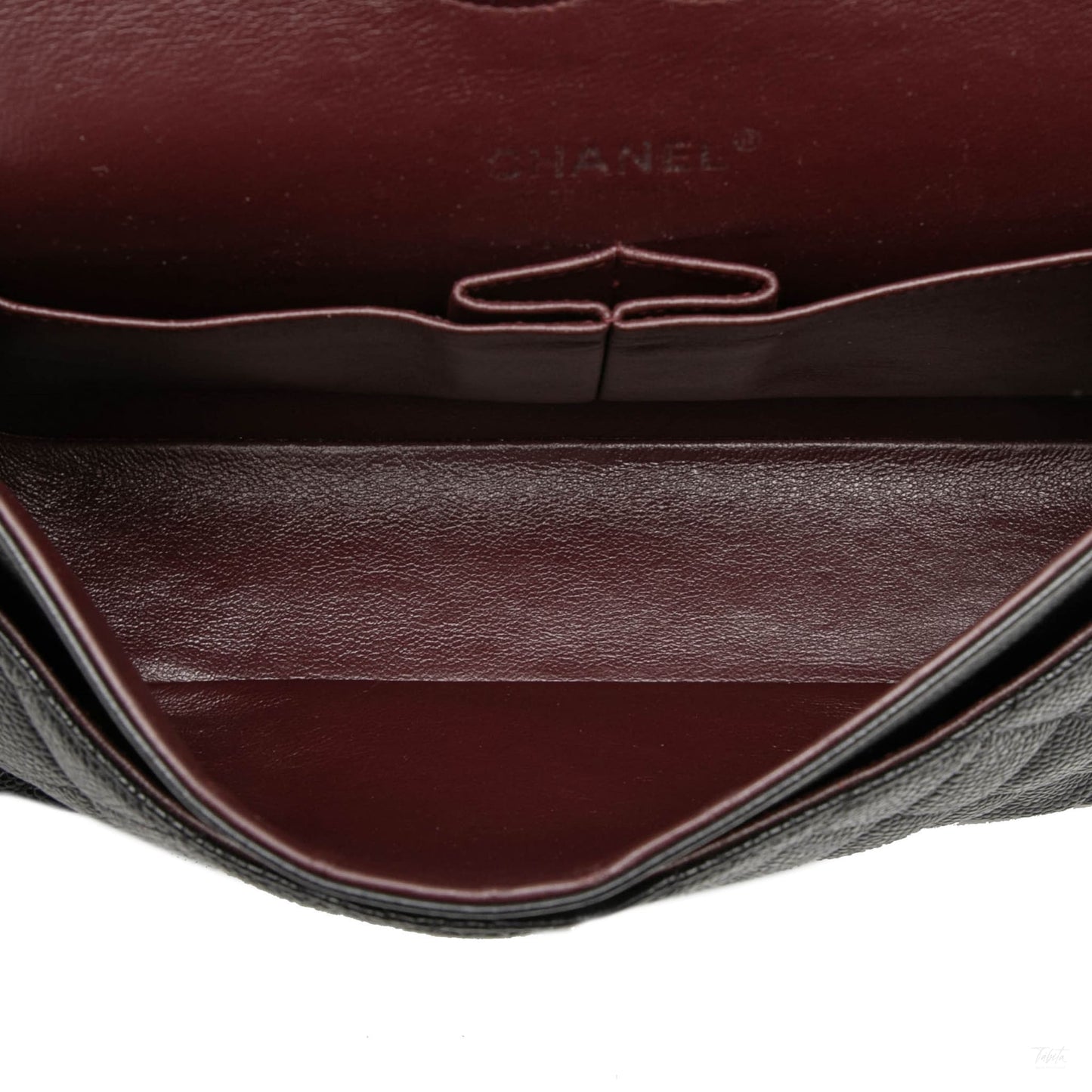 Second hand Chanel Classic Double Flap Medium Caviar Leather Matelassè Shoulder Bag Black - Tabita Bags