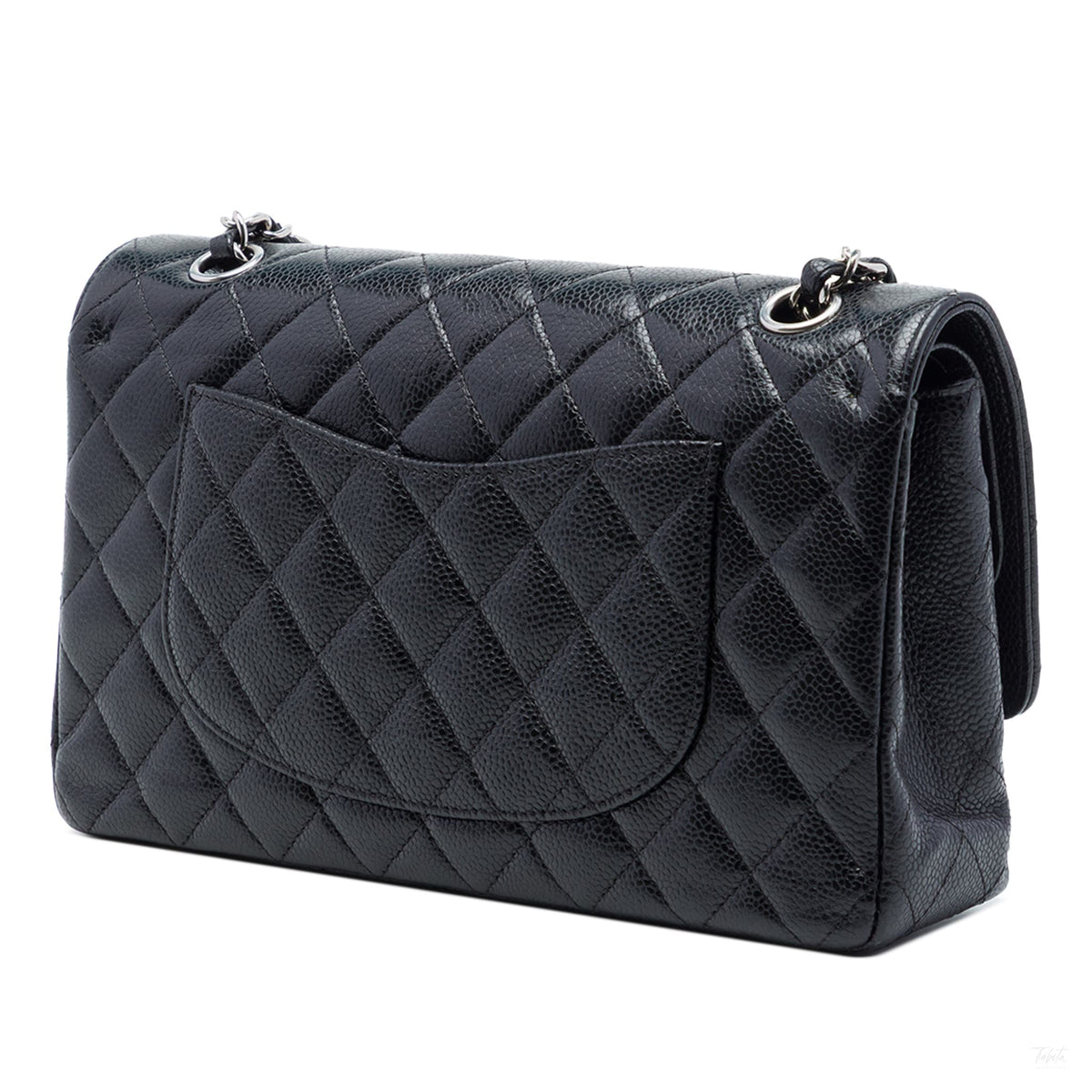 Second hand Chanel Classic Double Flap Medium Caviar Leather Matelassè Shoulder Bag Black - Tabita Bags