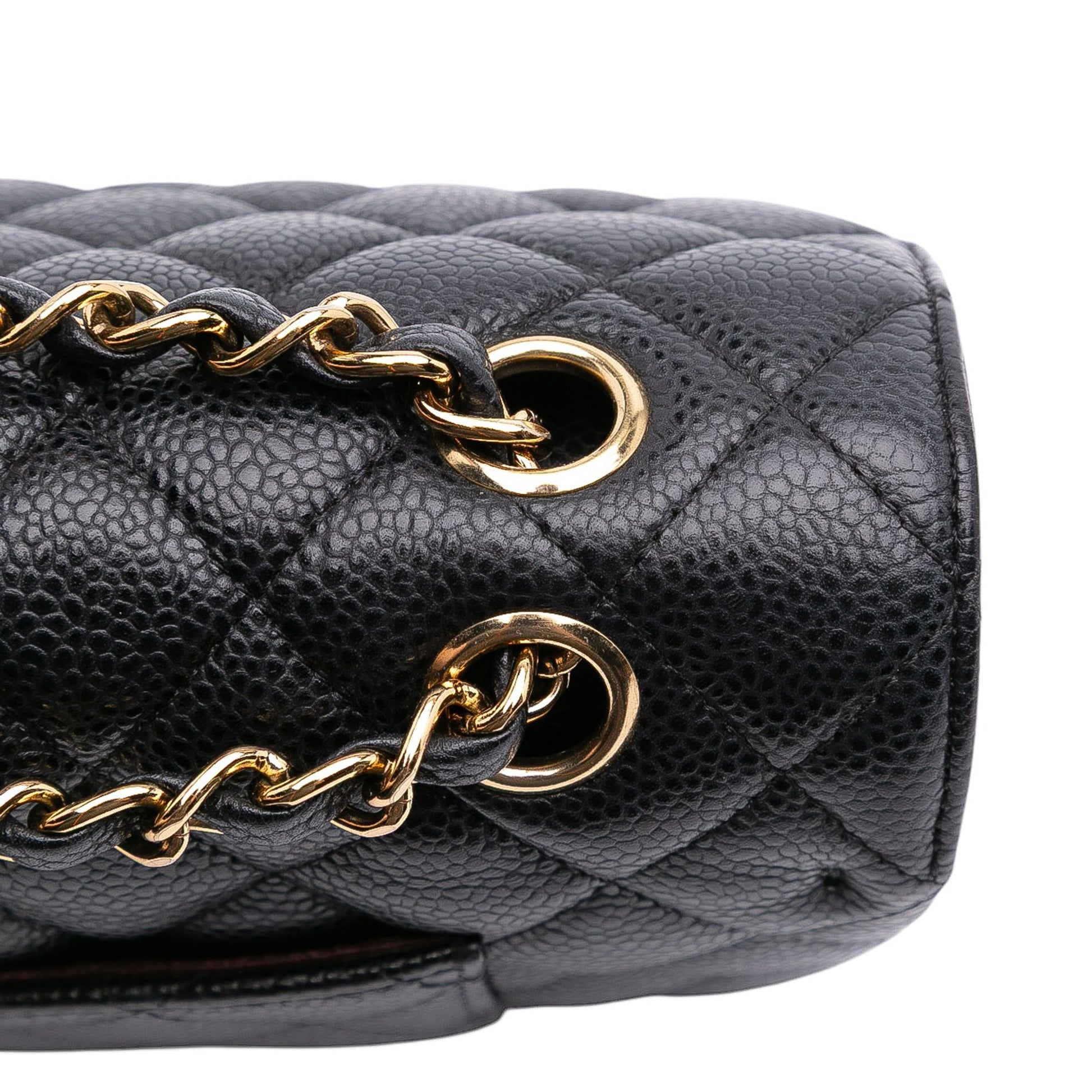 Second hand Chanel Classic Double Flap Medium Caviar Leather Matelassè Shoulder Bag Black - Tabita Bags