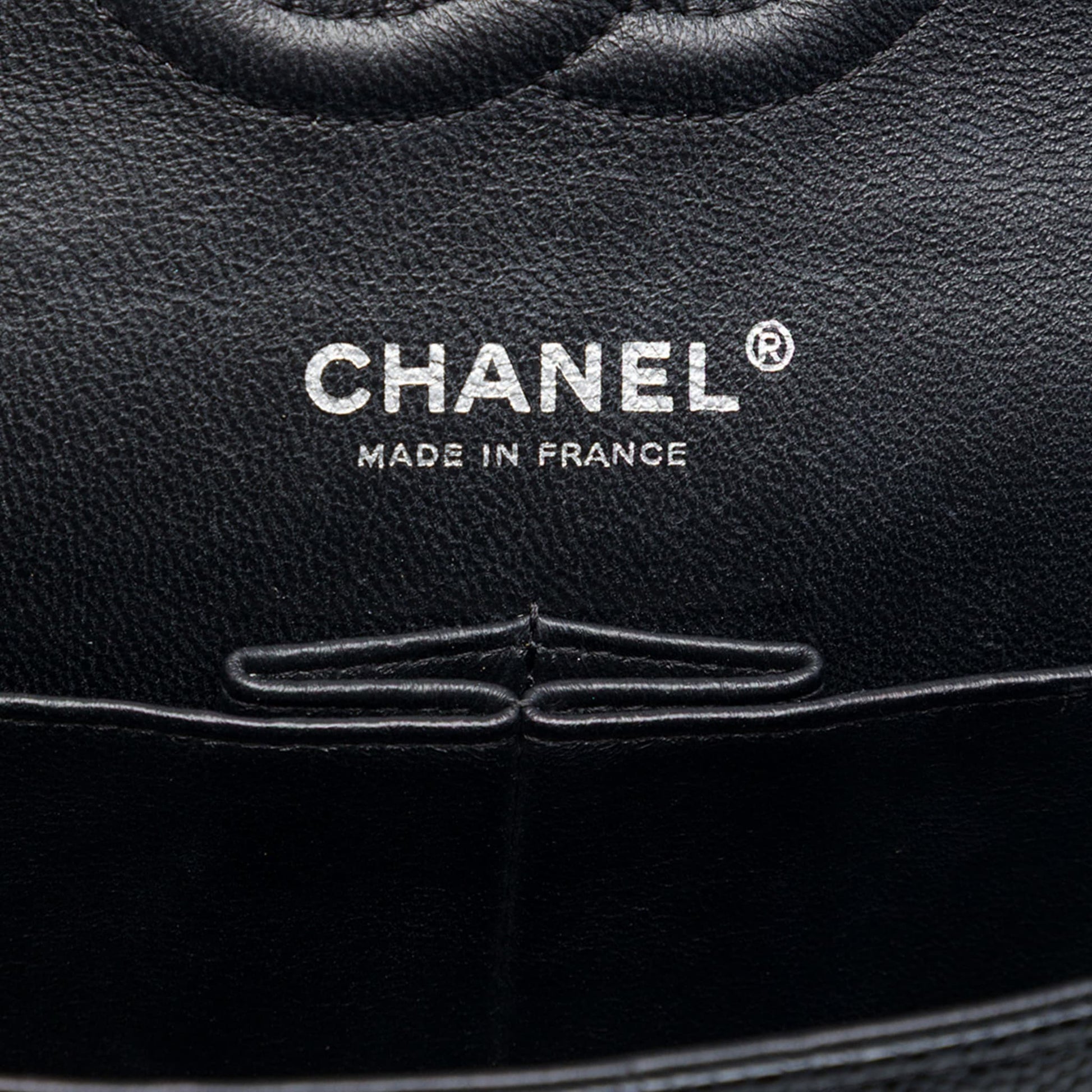 Second hand Chanel Classic Double Flap Medium Caviar Leather Matelassè Shoulder Bag Black - Tabita Bags
