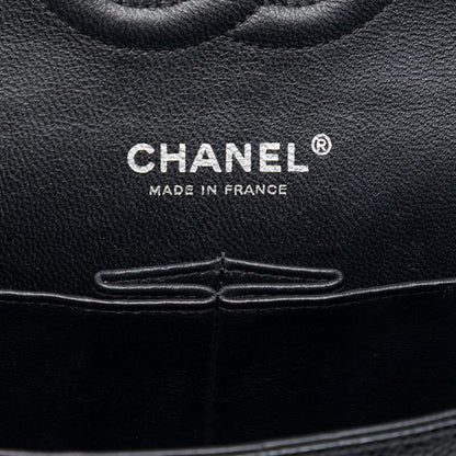 Second hand Chanel Classic Double Flap Medium Caviar Leather Matelassè Shoulder Bag Black - Tabita Bags