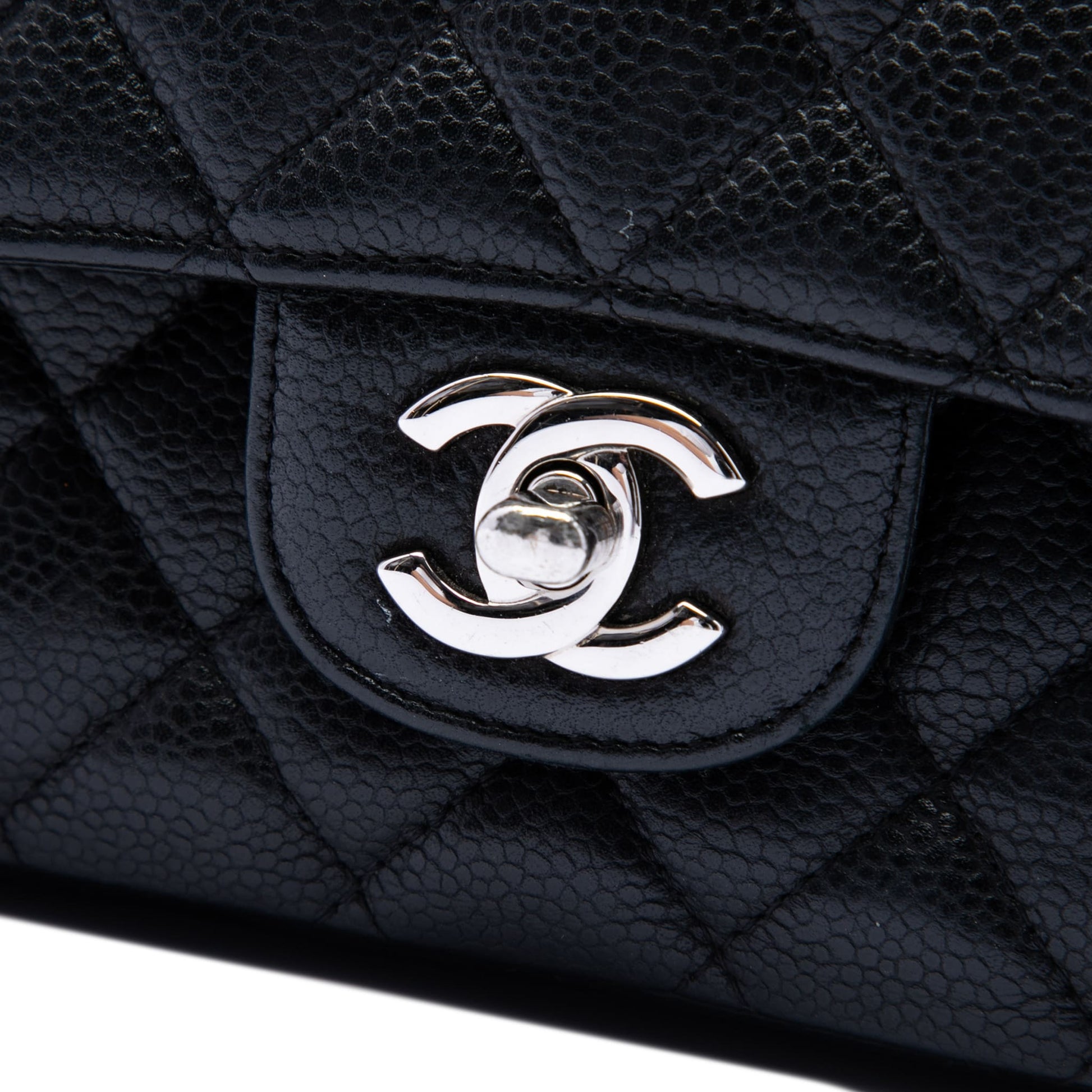 Second hand Chanel Classic Double Flap Medium Caviar Leather Matelassè Shoulder Bag Black - Tabita Bags