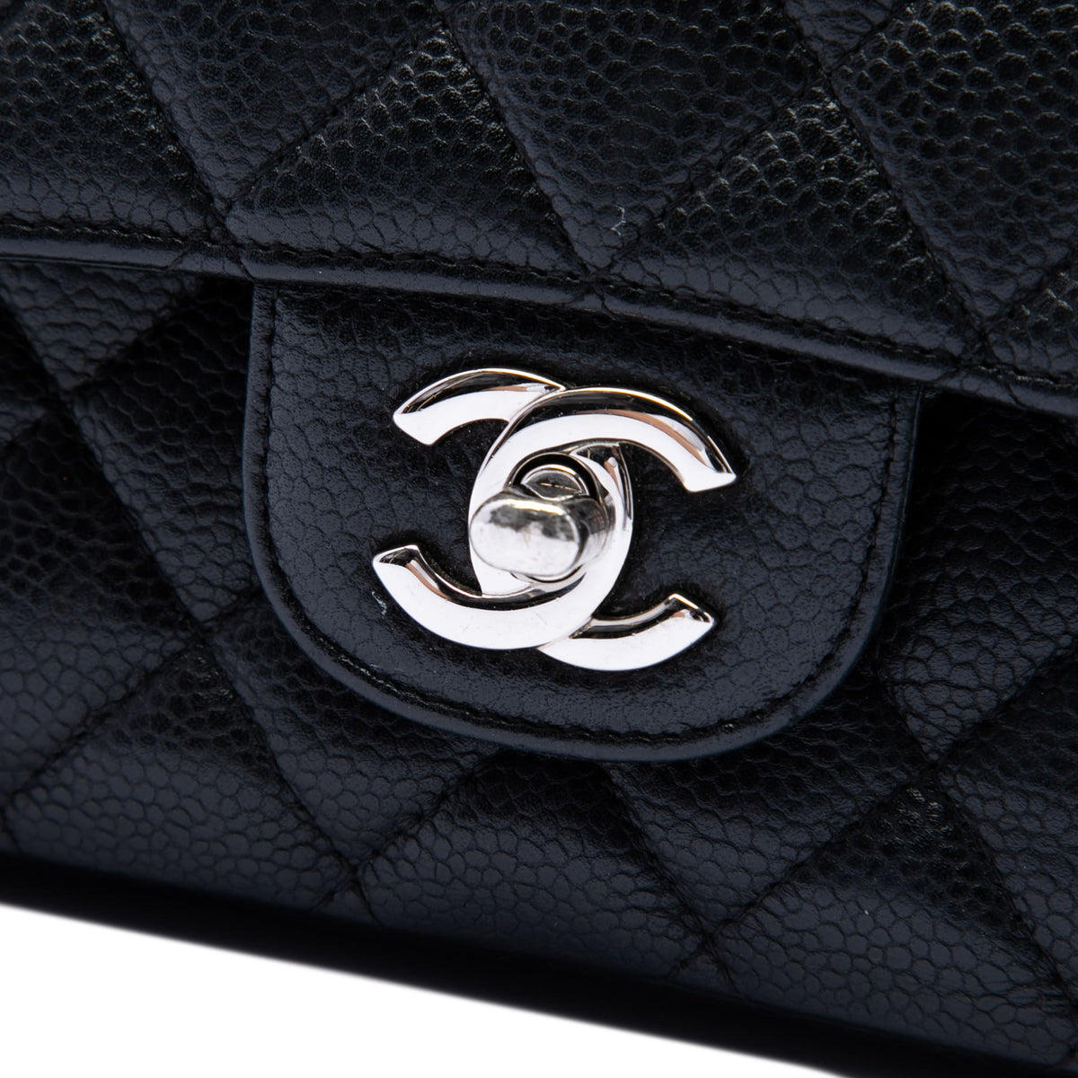 Second hand Chanel Classic Double Flap Medium Caviar Leather Matelassè Shoulder Bag Black - Tabita Bags