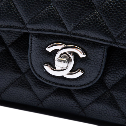 Second hand Chanel Classic Double Flap Medium Caviar Leather Matelassè Shoulder Bag Black - Tabita Bags