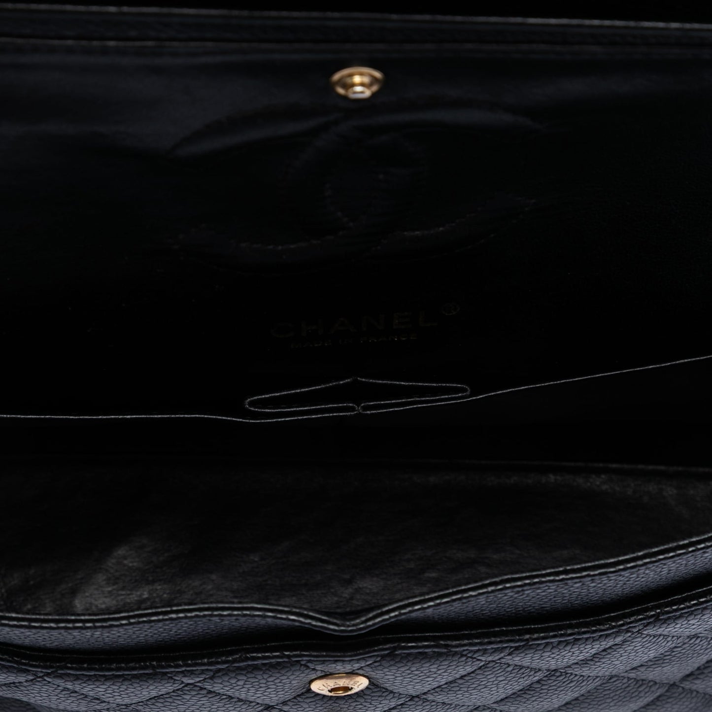 Second hand Chanel Classic Double Flap Medium Caviar Leather Matelassè Shoulder Bag Black - Tabita Bags