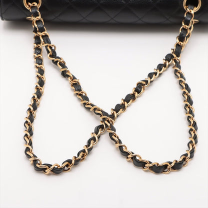 Second hand Chanel Classic Double Flap Medium Caviar Leather Matelassè Shoulder Bag Black - Tabita Bags