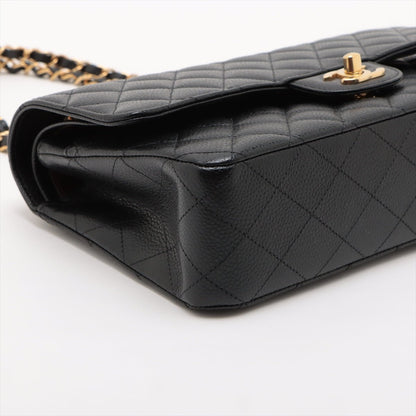 Second hand Chanel Classic Double Flap Medium Caviar Leather Matelassè Shoulder Bag Black - Tabita Bags