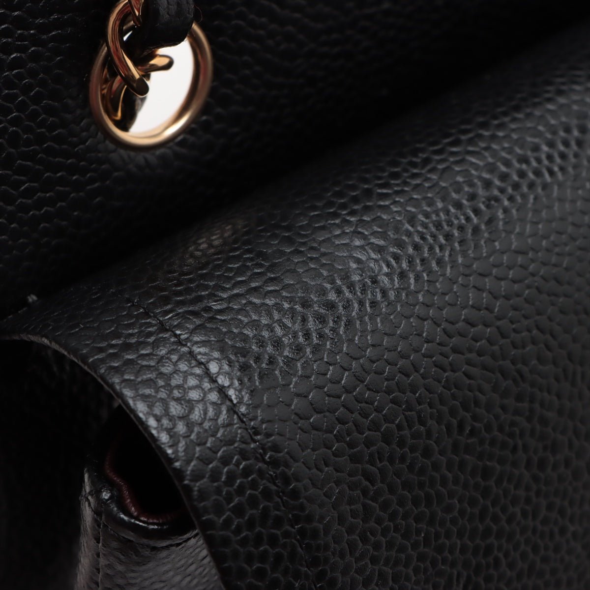 Second hand Chanel Classic Double Flap Medium Caviar Leather Matelassè Shoulder Bag Black - Tabita Bags