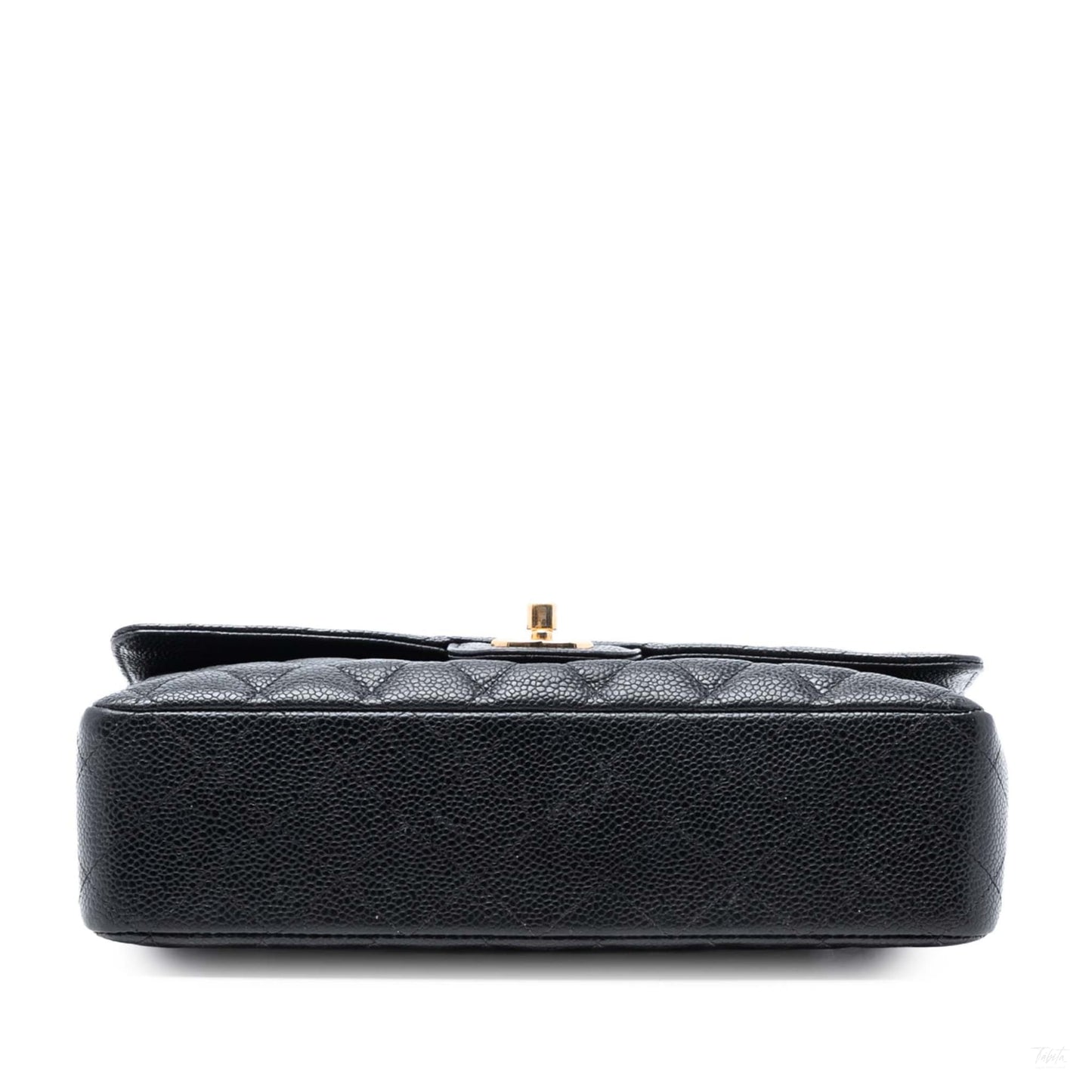Second hand Chanel Classic Double Flap Medium Caviar Leather Matelassè Shoulder Bag Black - Tabita Bags