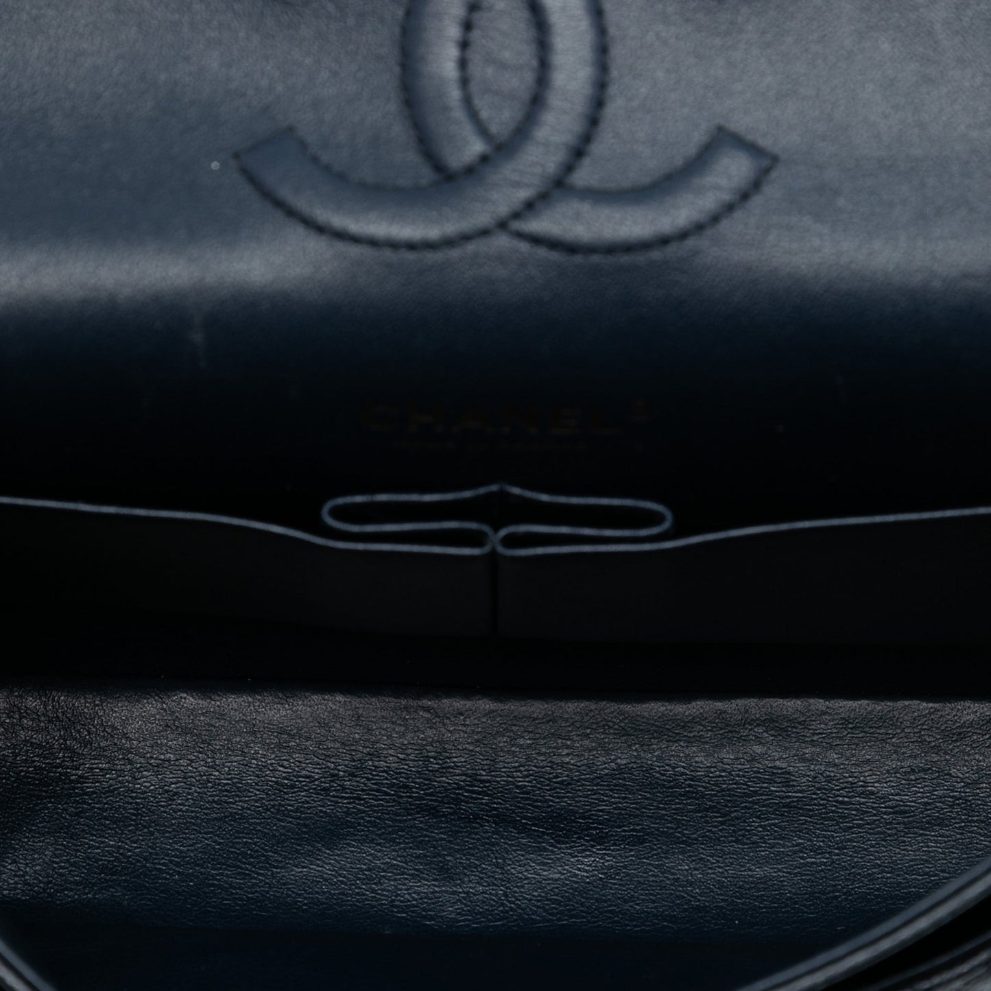 Second hand Chanel Classic Double Flap Medium Caviar Leather Matelassè Shoulder Bag Blue - Tabita Bags