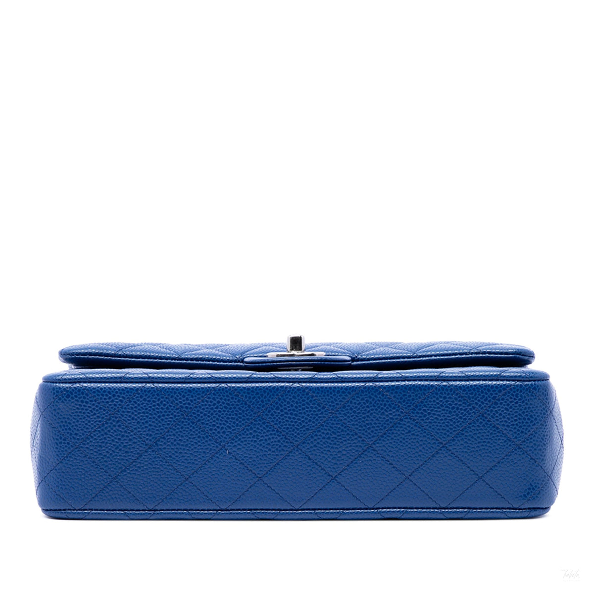 Second hand Chanel Classic Double Flap Medium Caviar Leather Matelassè Shoulder Bag Blue - Tabita Bags