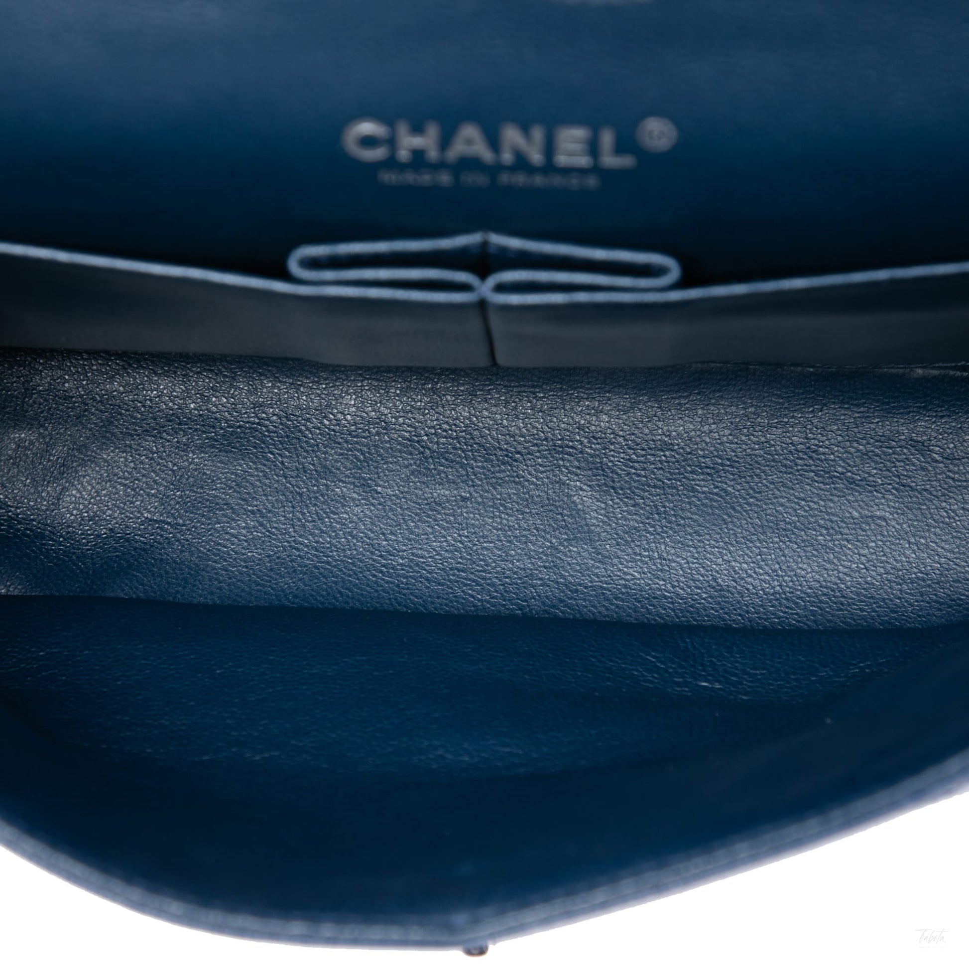 Second hand Chanel Classic Double Flap Medium Caviar Leather Matelassè Shoulder Bag Blue - Tabita Bags