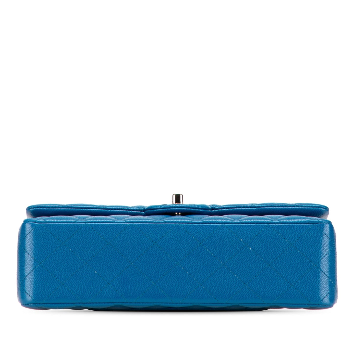 Second hand Chanel Classic Double Flap Medium Caviar Leather Matelassè Shoulder Bag Blue - Tabita Bags