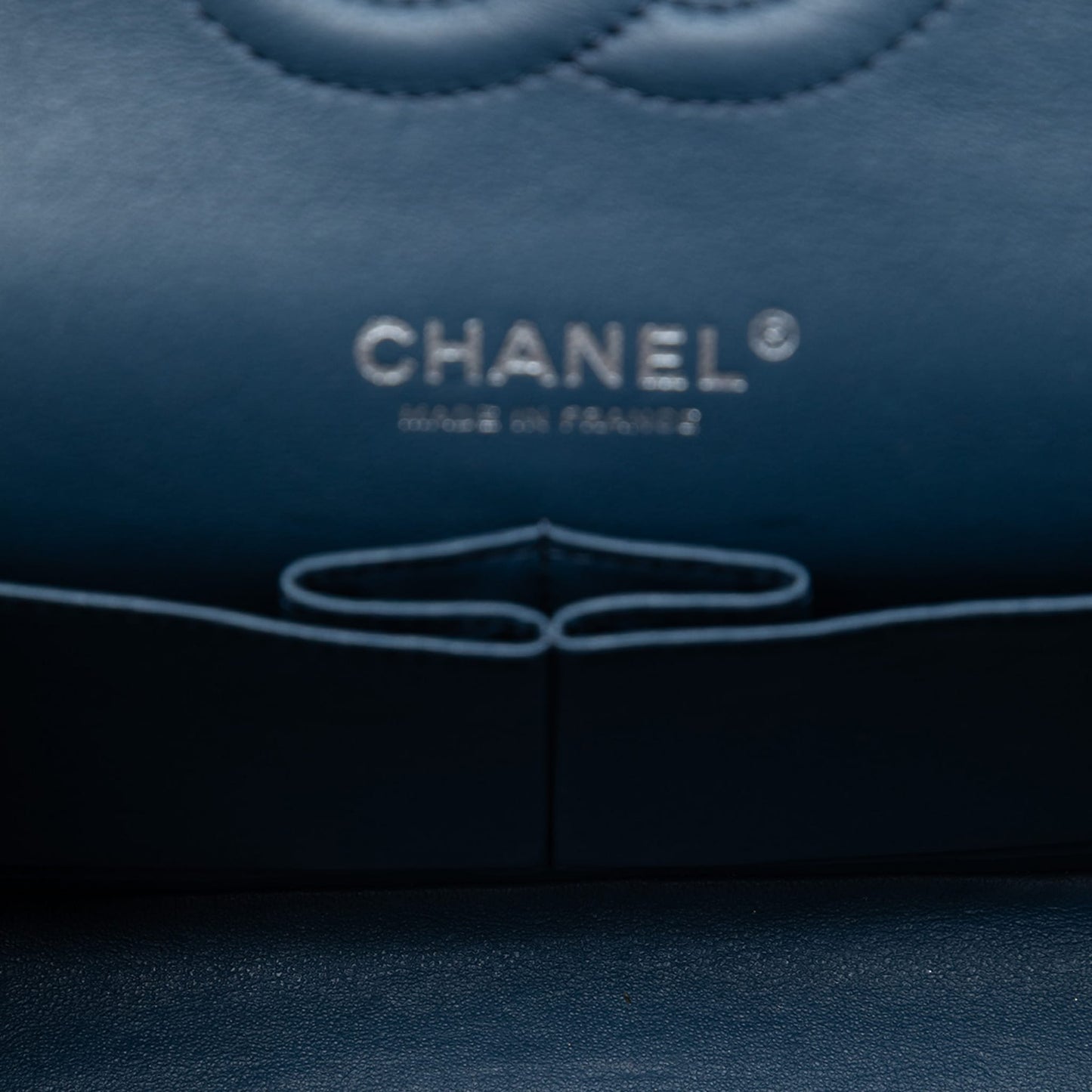 Second hand Chanel Classic Double Flap Medium Caviar Leather Matelassè Shoulder Bag Blue - Tabita Bags