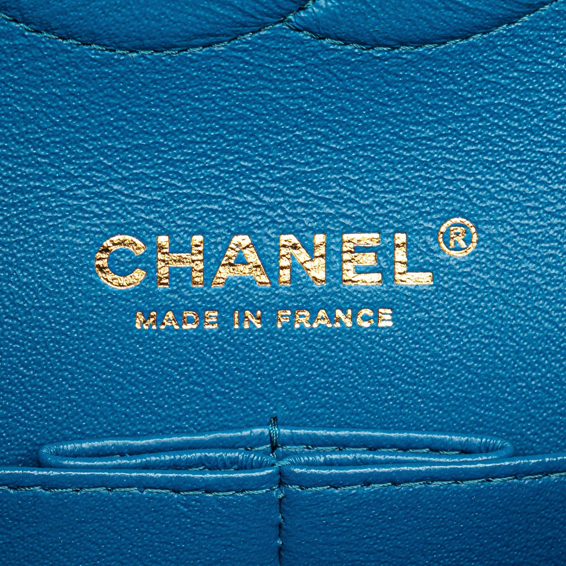 Second hand Chanel Classic Double Flap Medium Caviar Leather Matelassè Shoulder Bag Blue - Tabita Bags