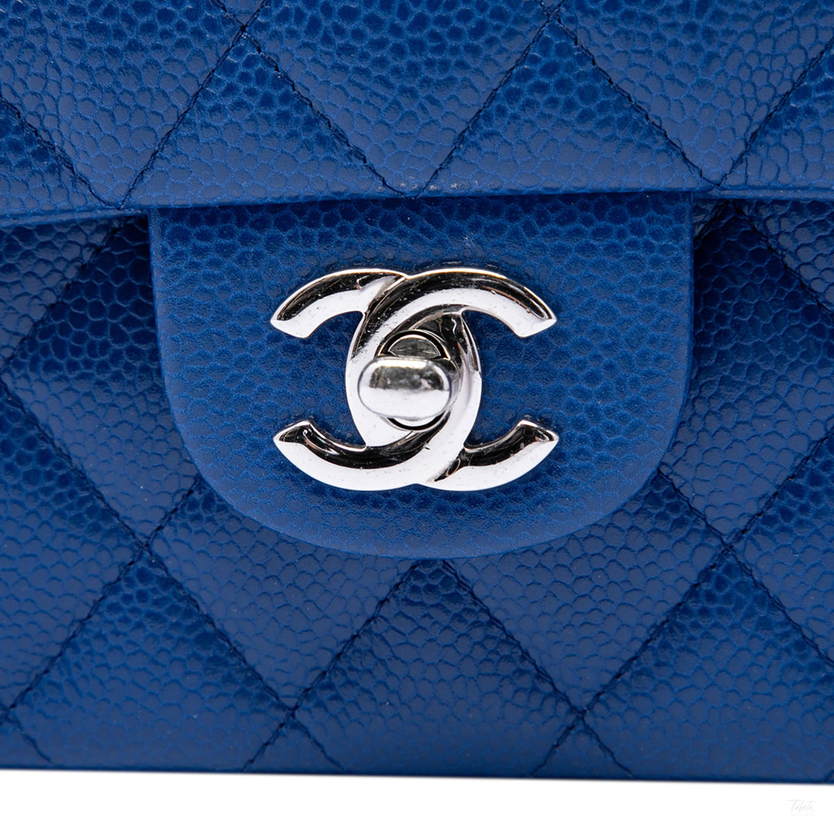 Second hand Chanel Classic Double Flap Medium Caviar Leather Matelassè Shoulder Bag Blue - Tabita Bags