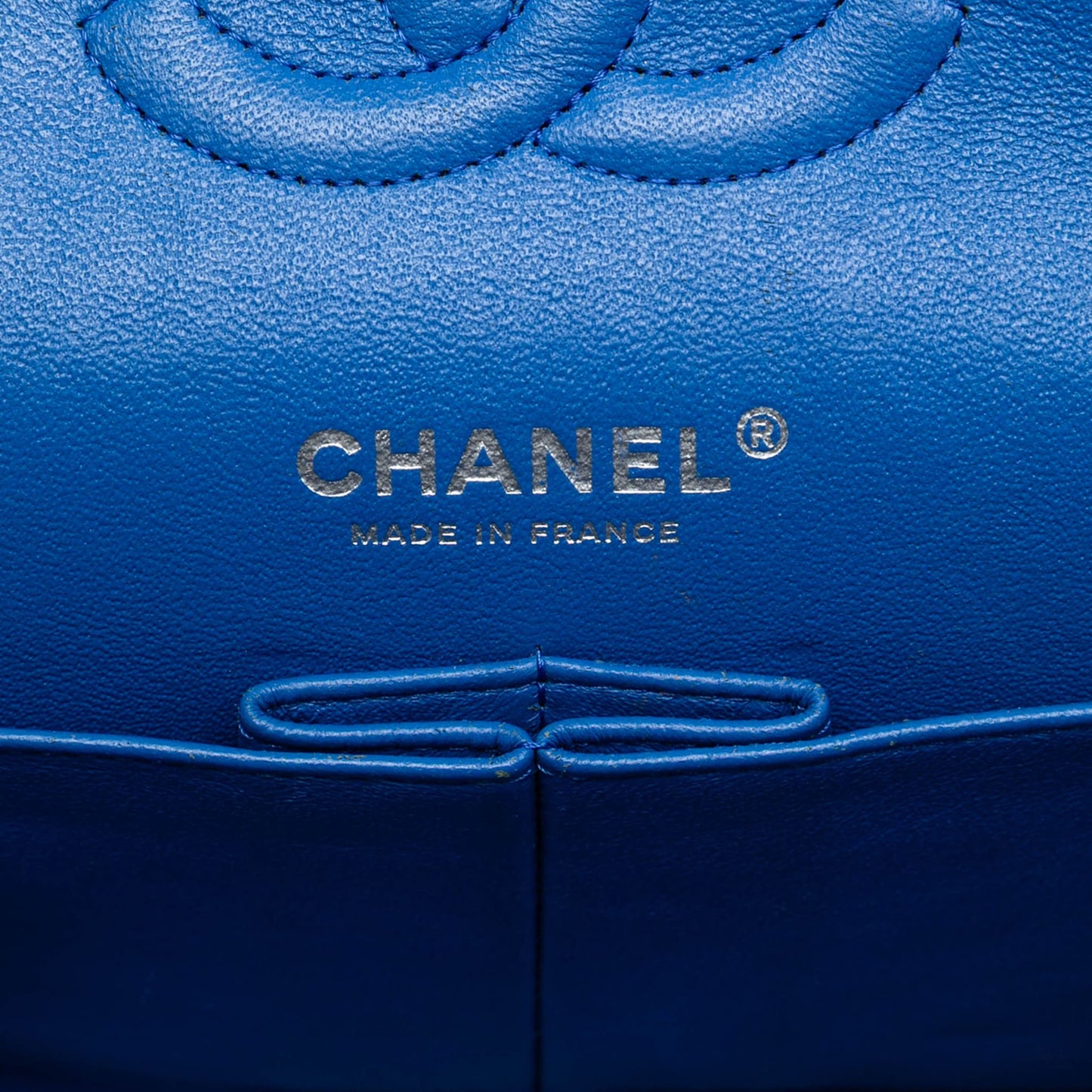 Second hand Chanel Classic Double Flap Medium Caviar Leather Matelassè Shoulder Bag Blue - Tabita Bags