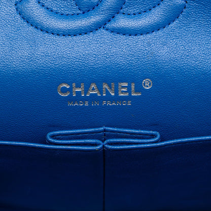Second hand Chanel Classic Double Flap Medium Caviar Leather Matelassè Shoulder Bag Blue - Tabita Bags