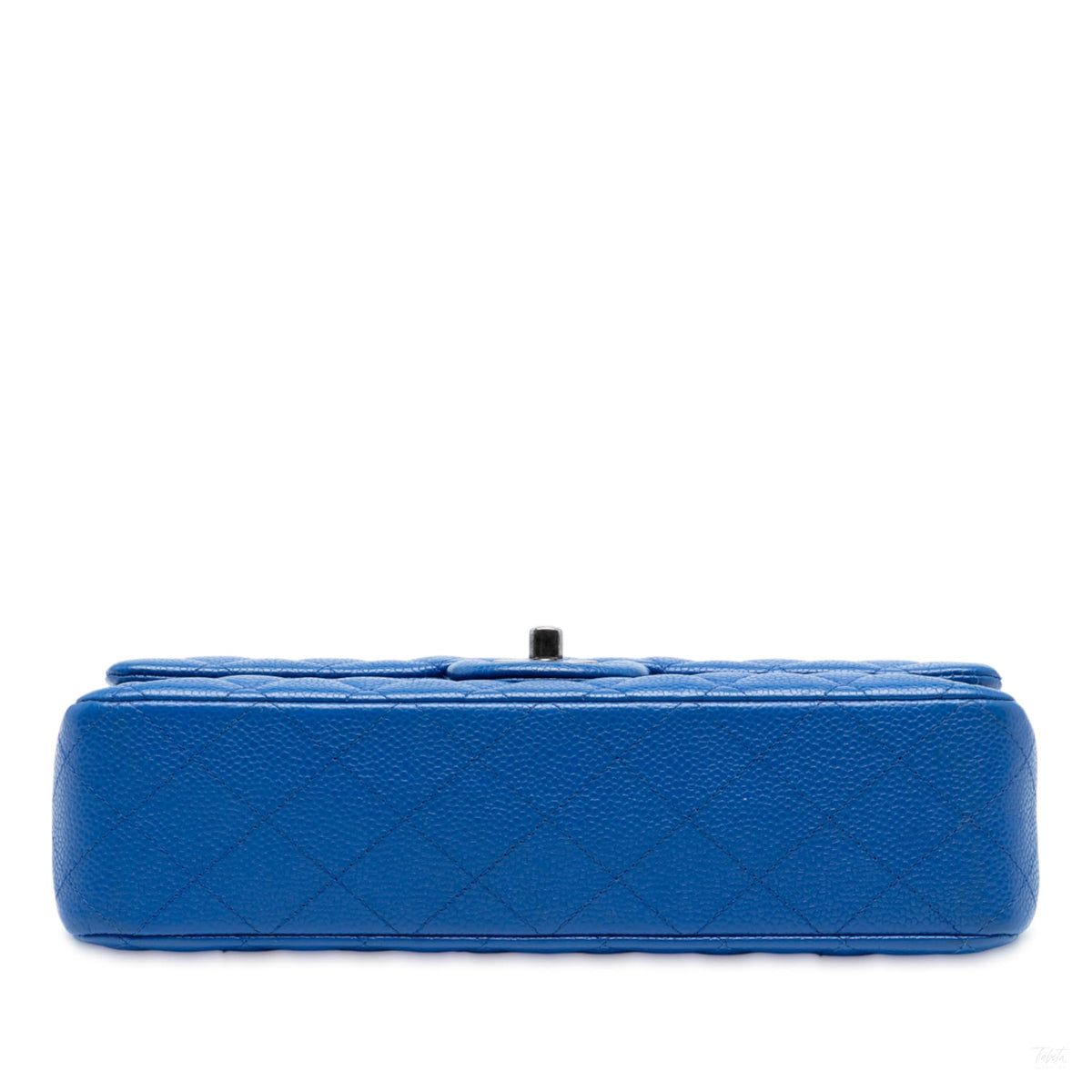 Second hand Chanel Classic Double Flap Medium Caviar Leather Matelassè Shoulder Bag Blue - Tabita Bags