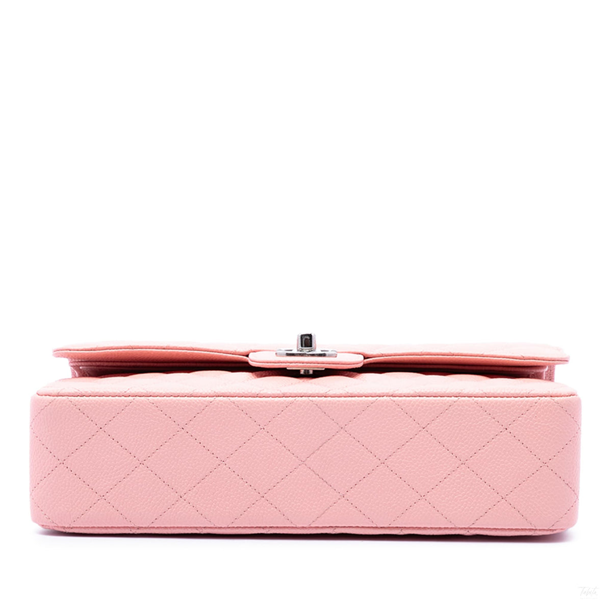 Second hand Chanel Classic Double Flap Medium Caviar Leather Matelassè Shoulder Bag Pink - Tabita Bags