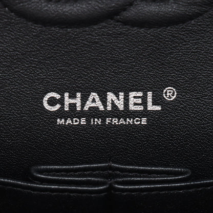 Second hand Chanel Classic Double Flap Medium Lambskin Leather Chevron Shoulder Bag Black - Tabita Bags