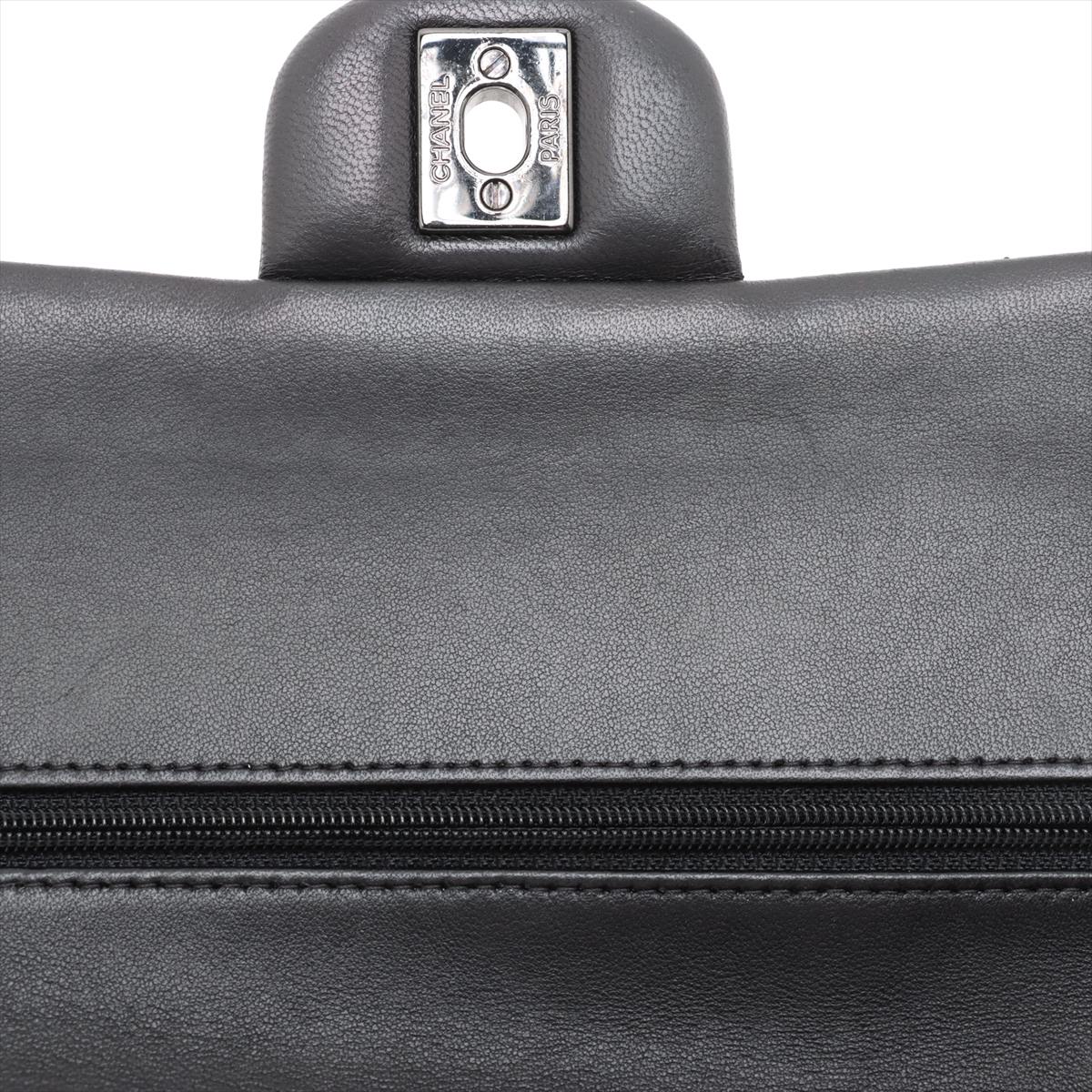 Second hand Chanel Classic Double Flap Medium Lambskin Leather Chevron Shoulder Bag Black - Tabita Bags