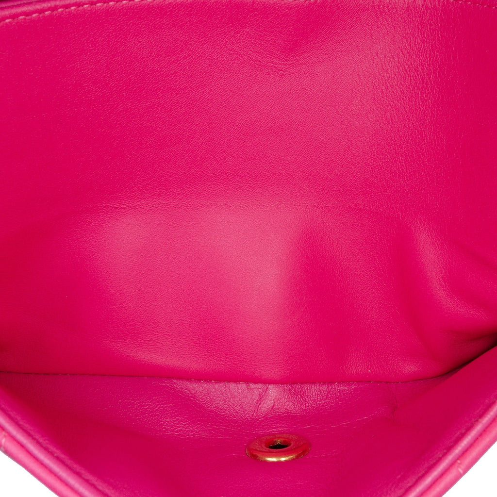 Second hand Chanel Classic Double Flap Medium Lambskin Leather Chevron Shoulder Bag Pink - Tabita Bags