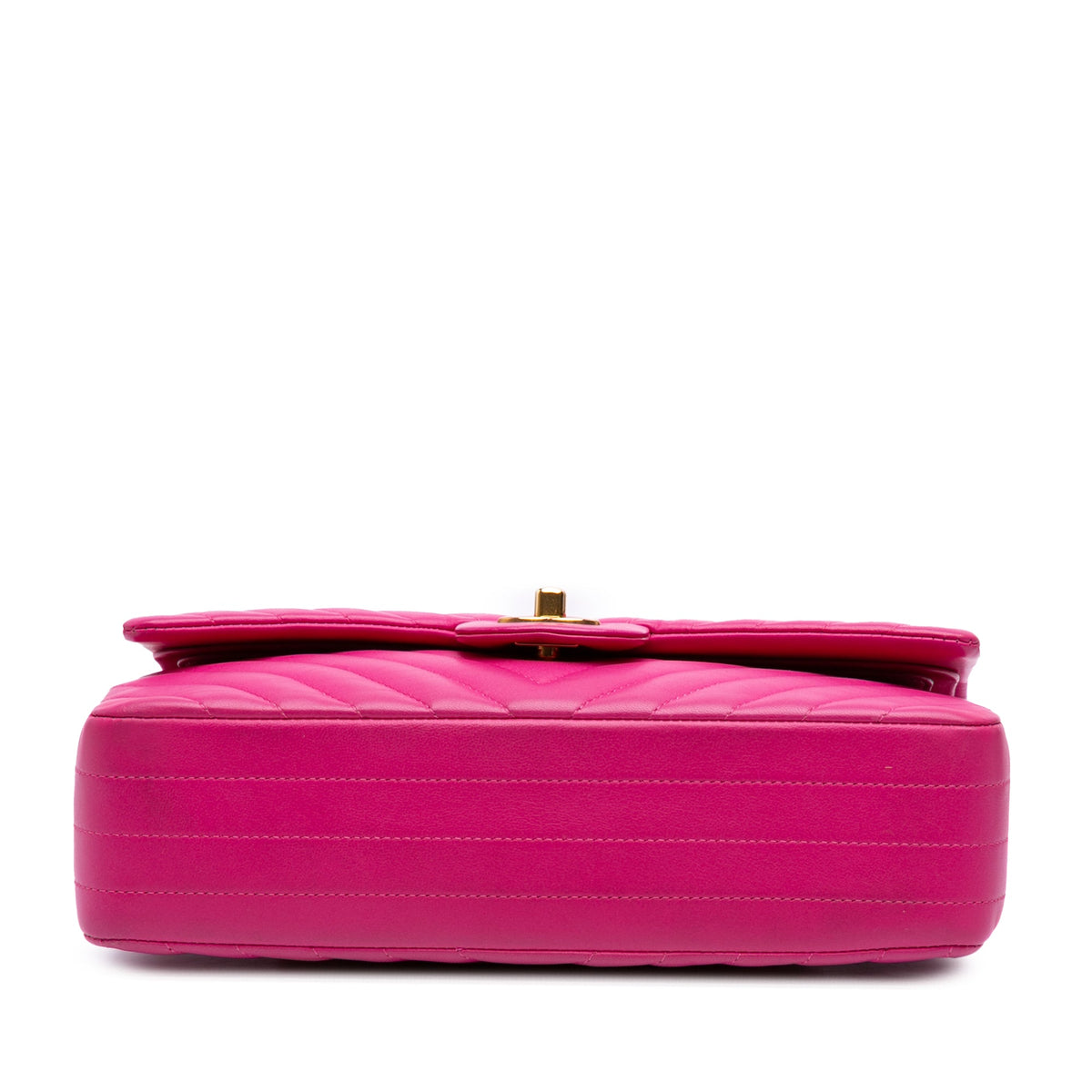 Second hand Chanel Classic Double Flap Medium Lambskin Leather Chevron Shoulder Bag Pink - Tabita Bags