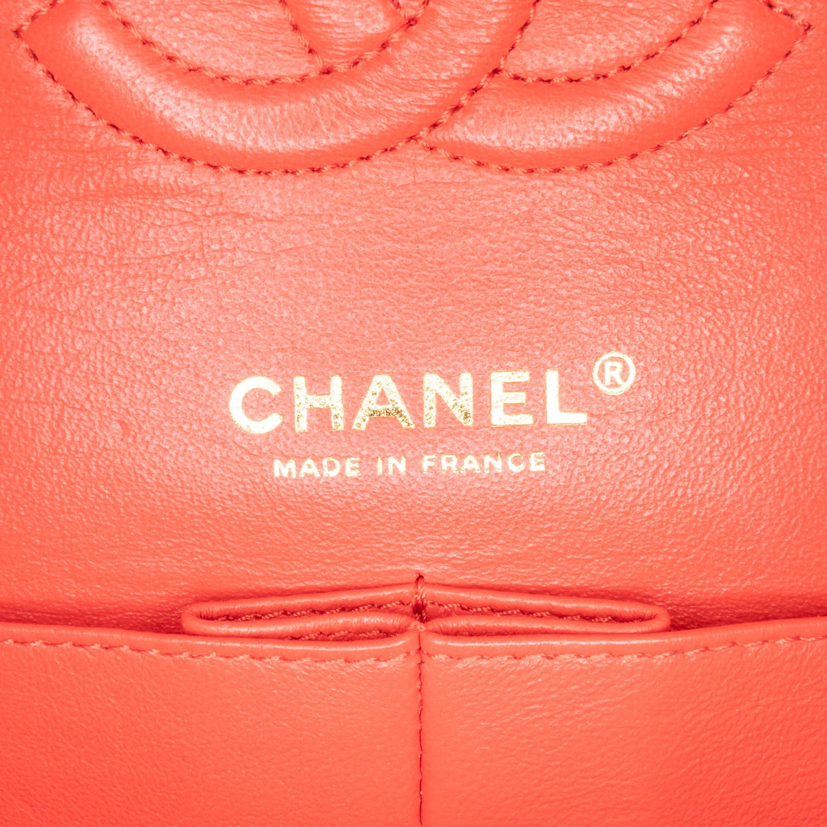 Second hand Chanel Classic Double Flap Medium Lambskin Leather Chevron Shoulder Bag Red - Tabita Bags