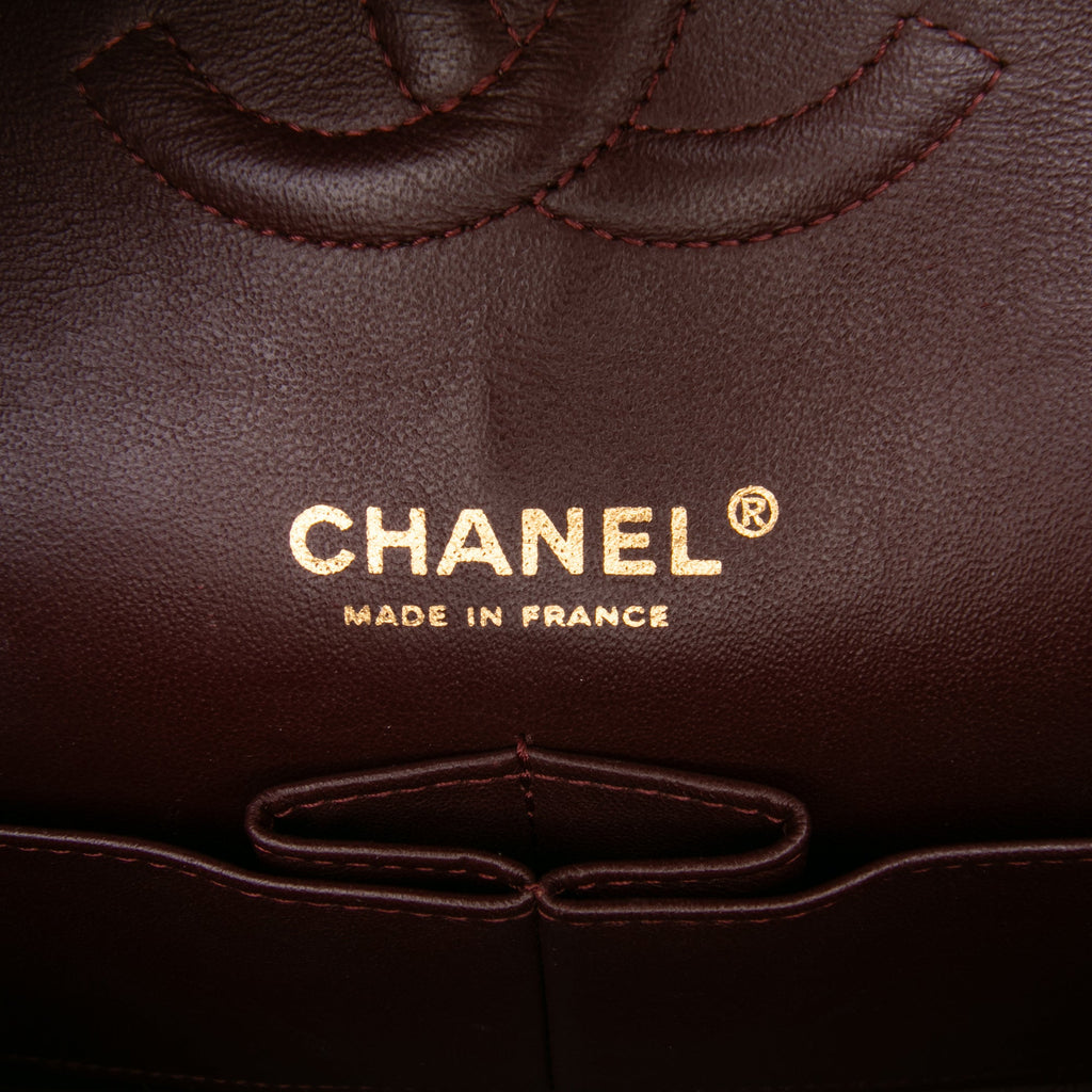 Second hand Chanel Classic Double Flap Medium Lambskin Leather Matelassè Shoulder Bag Black - Tabita Bags
