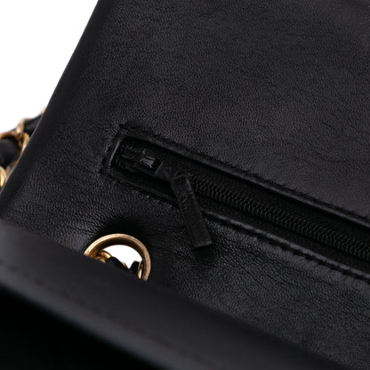 Second hand Chanel Classic Double Flap Medium Lambskin Leather Matelassè Shoulder Bag Black - Tabita Bags