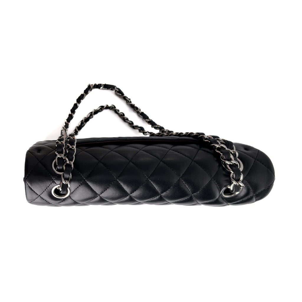 Second hand Chanel Classic Double Flap Medium Lambskin Leather Matelassè Shoulder Bag Black - Tabita Bags