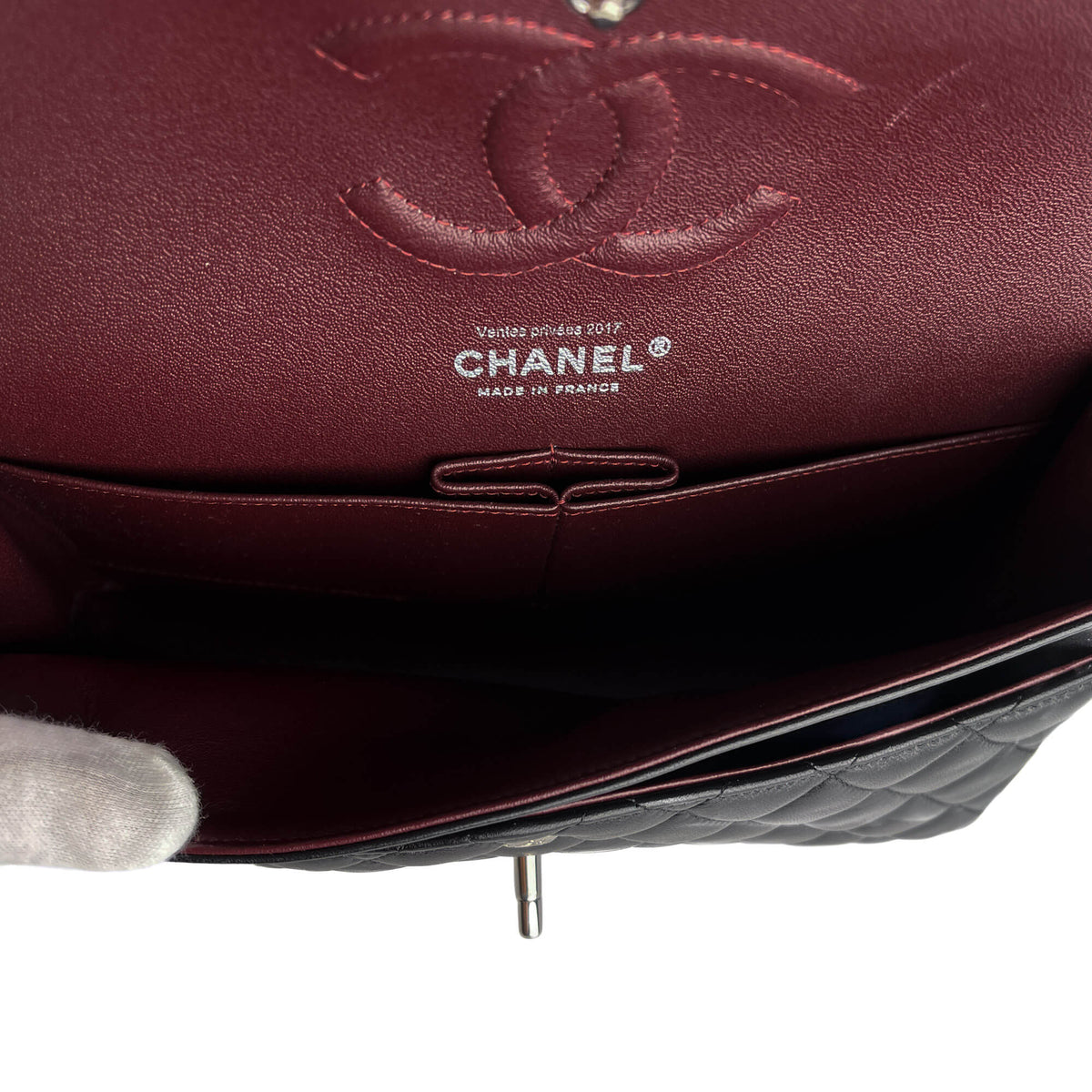Second hand Chanel Classic Double Flap Medium Lambskin Leather Matelassè Shoulder Bag Black - Tabita Bags