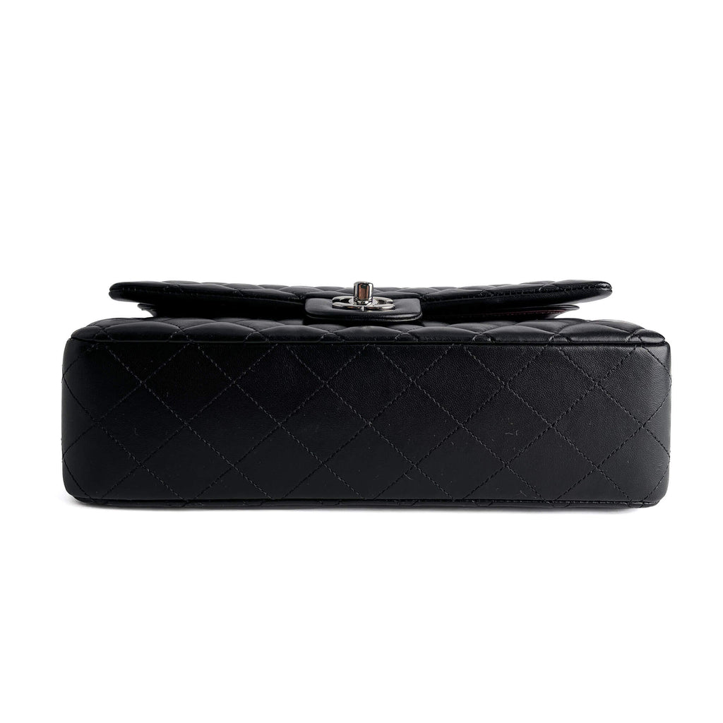 Second hand Chanel Classic Double Flap Medium Lambskin Leather Matelassè Shoulder Bag Black - Tabita Bags