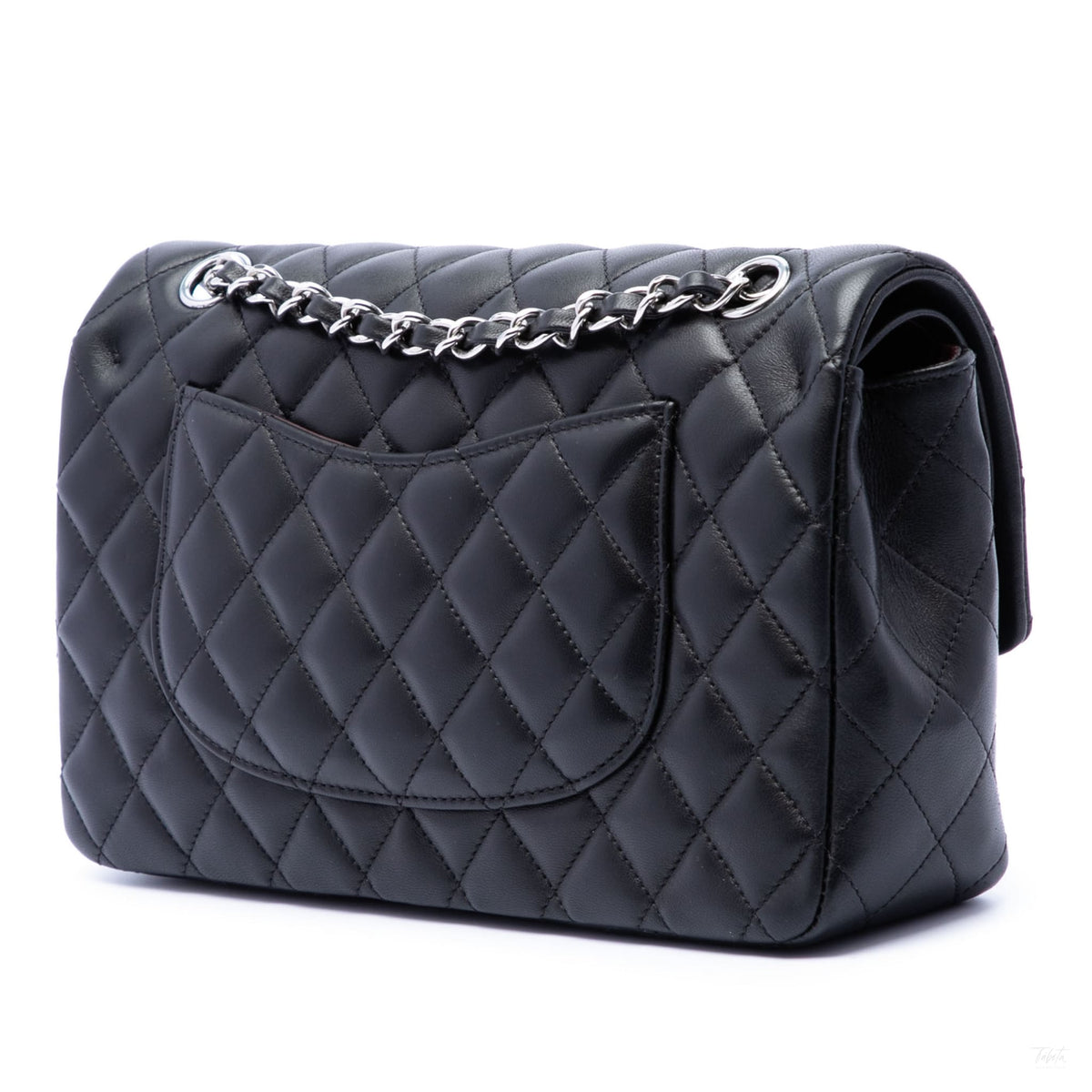 Second hand Chanel Classic Double Flap Medium Lambskin Leather Matelassè Shoulder Bag Black - Tabita Bags