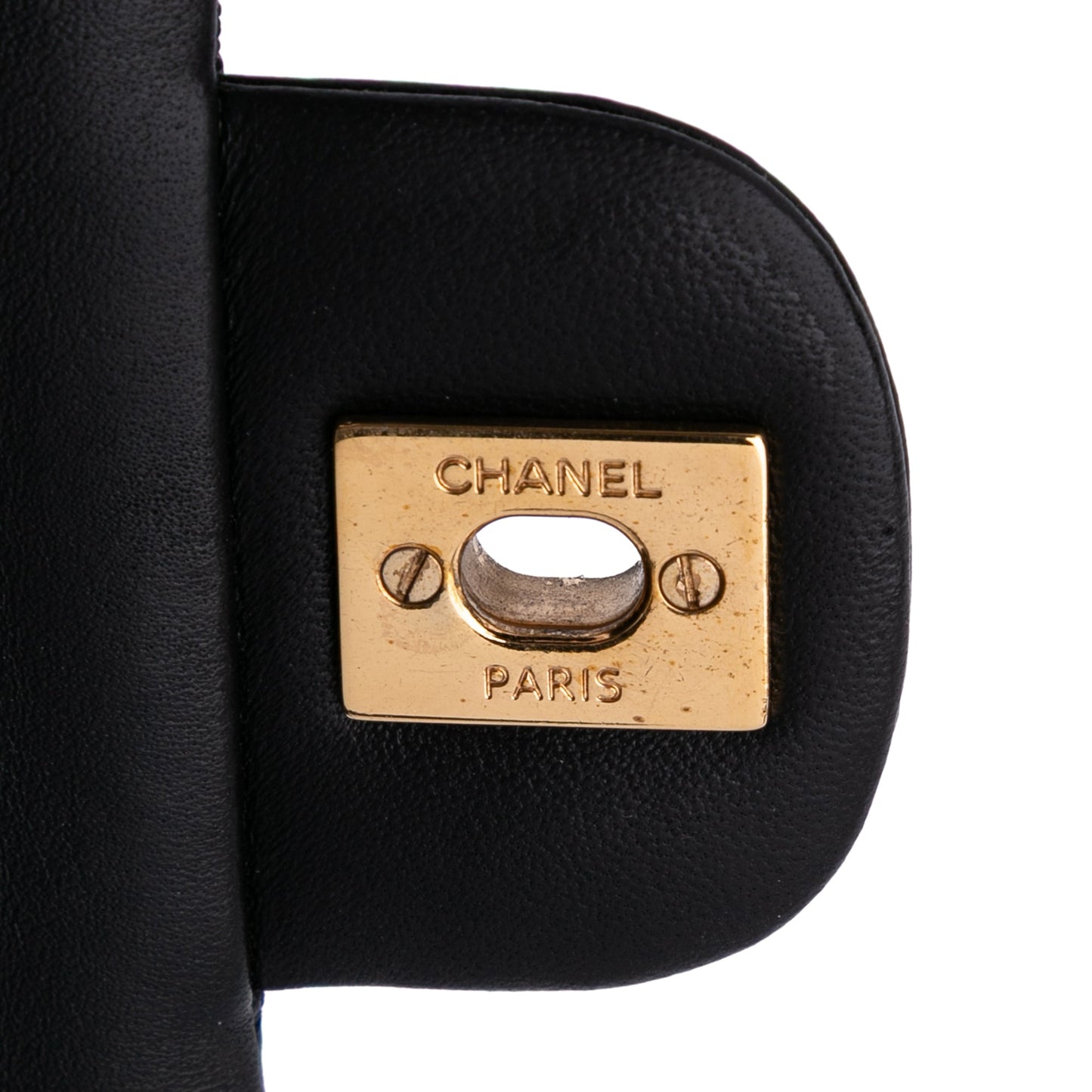 Second hand Chanel Classic Double Flap Medium Lambskin Leather Matelassè Shoulder Bag Black - Tabita Bags