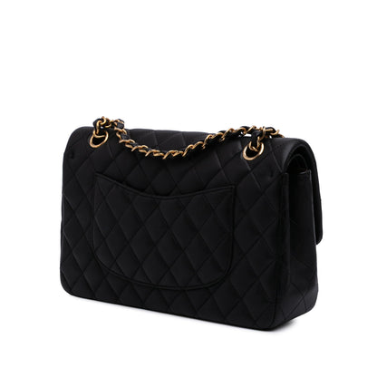 Second hand Chanel Classic Double Flap Medium Lambskin Leather Matelassè Shoulder Bag Black - Tabita Bags
