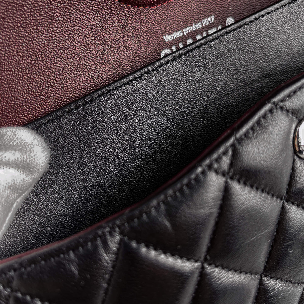 Second hand Chanel Classic Double Flap Medium Lambskin Leather Matelassè Shoulder Bag Black - Tabita Bags