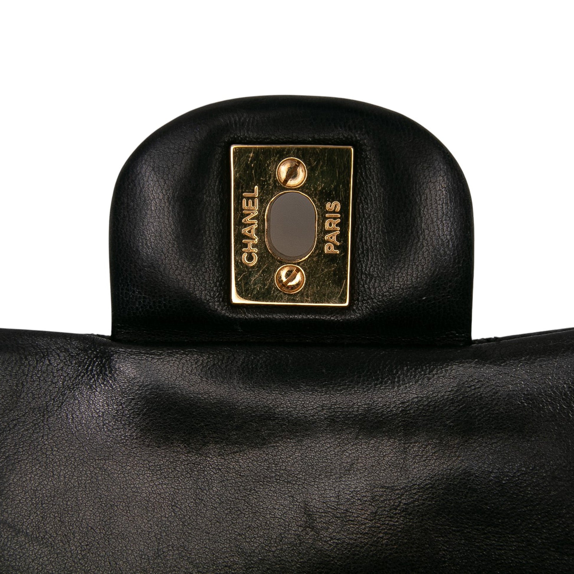 Second hand Chanel Classic Double Flap Medium Lambskin Leather Matelassè Shoulder Bag Black - Tabita Bags