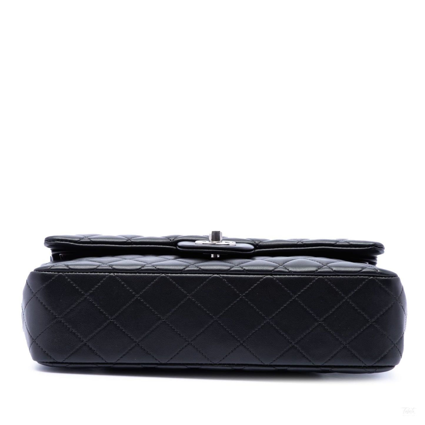 Second hand Chanel Classic Double Flap Medium Lambskin Leather Matelassè Shoulder Bag Black - Tabita Bags