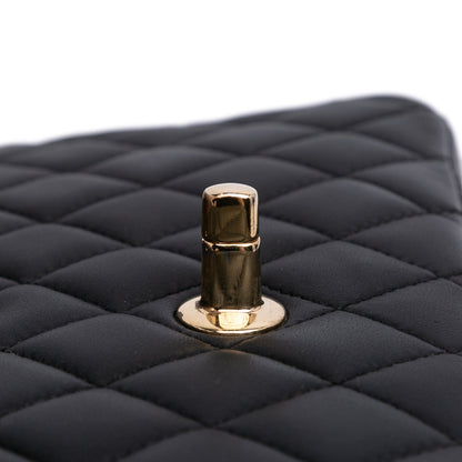 Second hand Chanel Classic Double Flap Medium Lambskin Leather Matelassè Shoulder Bag Black - Tabita Bags