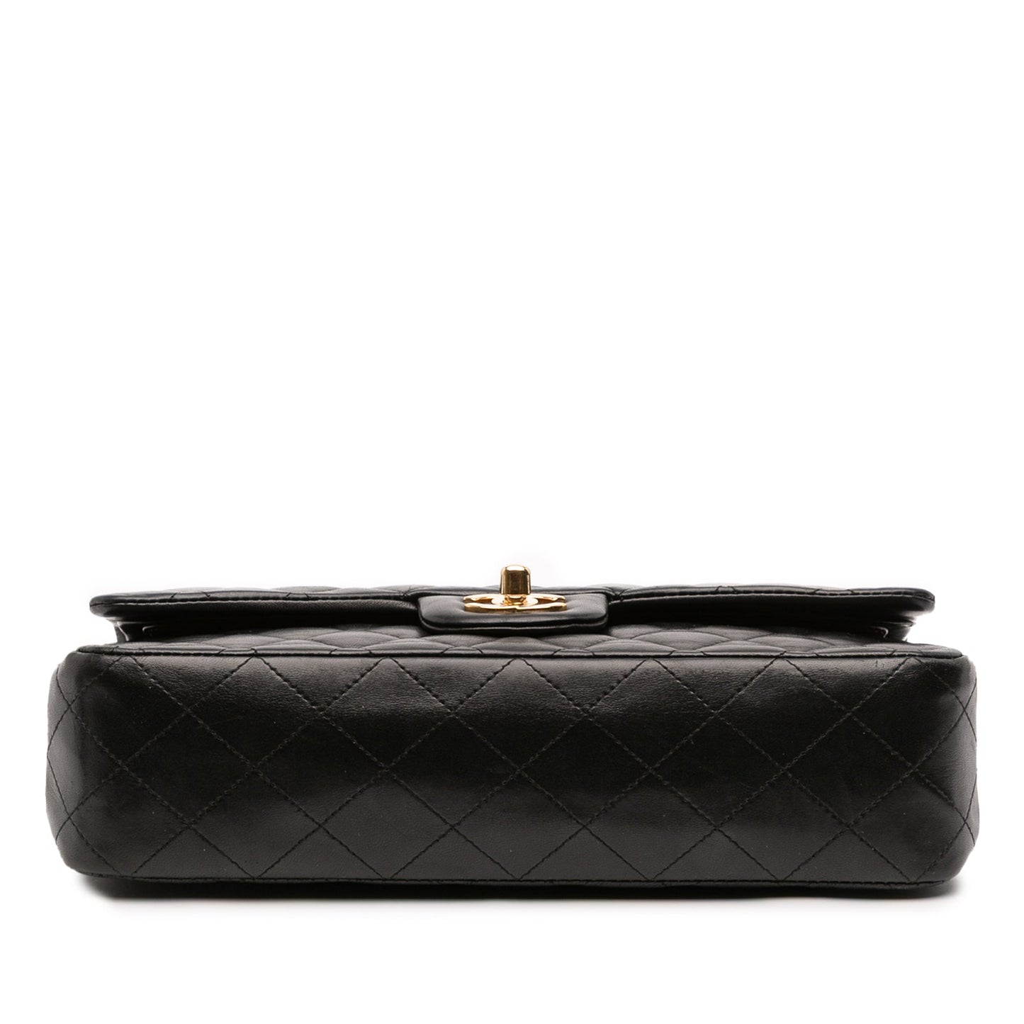 Second hand Chanel Classic Double Flap Medium Lambskin Leather Matelassè Shoulder Bag Black - Tabita Bags