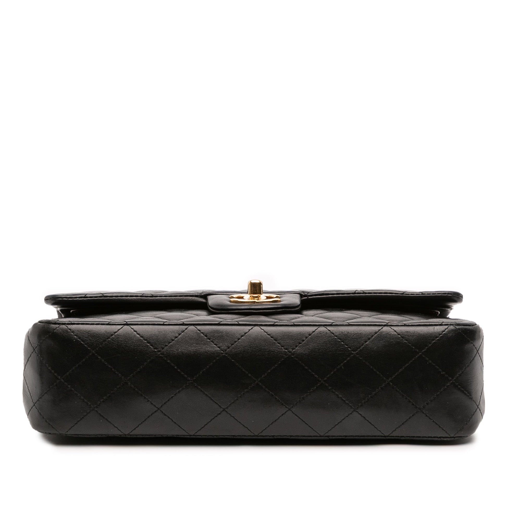 Second hand Chanel Classic Double Flap Medium Lambskin Leather Matelassè Shoulder Bag Black - Tabita Bags