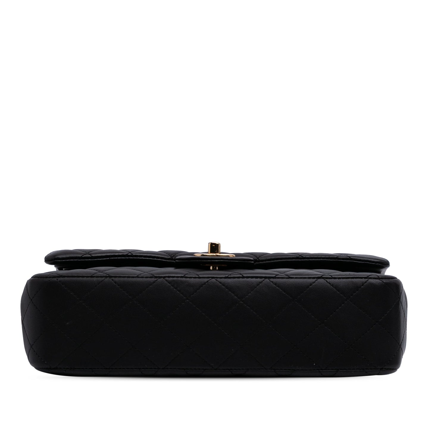 Second hand Chanel Classic Double Flap Medium Lambskin Leather Matelassè Shoulder Bag Black - Tabita Bags