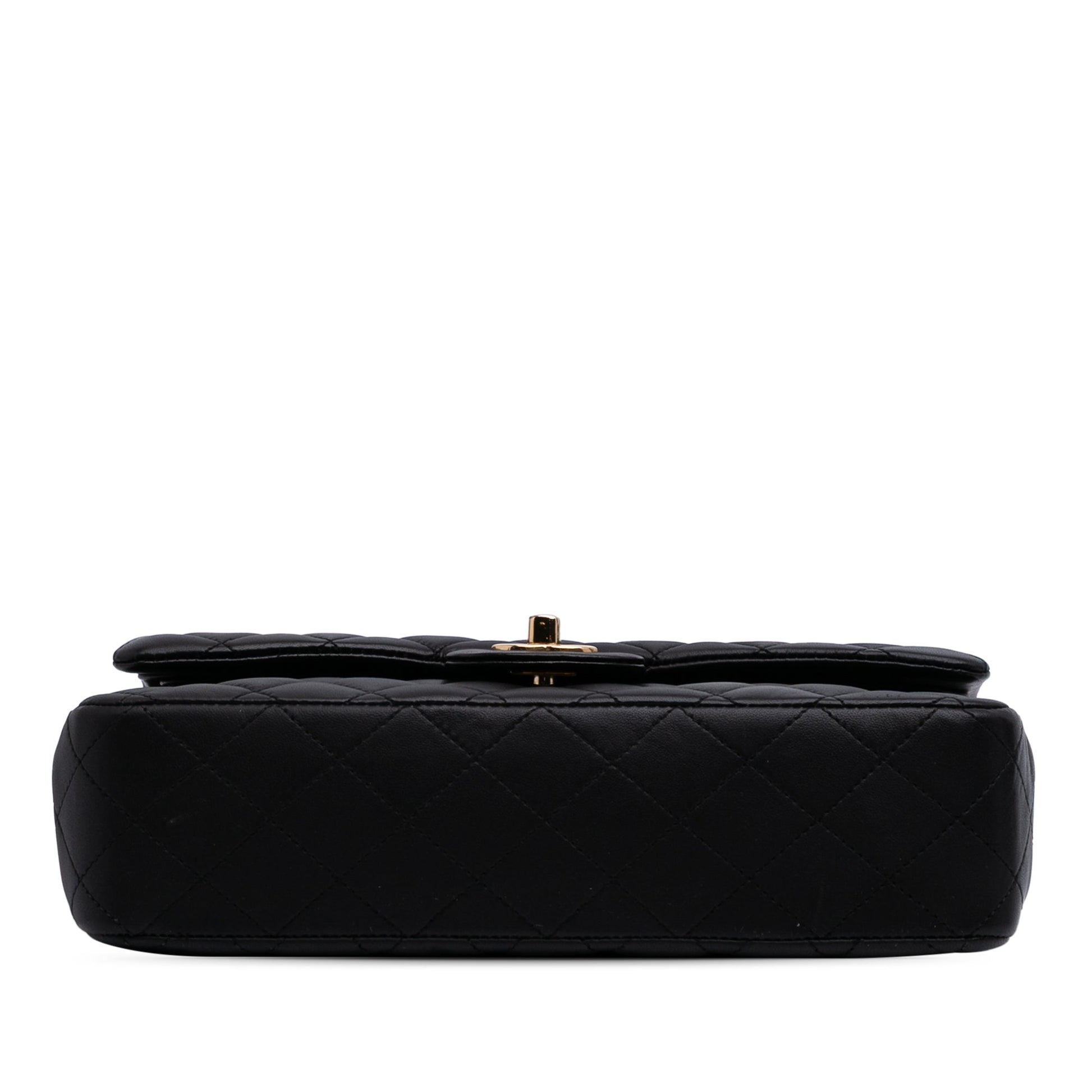 Second hand Chanel Classic Double Flap Medium Lambskin Leather Matelassè Shoulder Bag Black - Tabita Bags