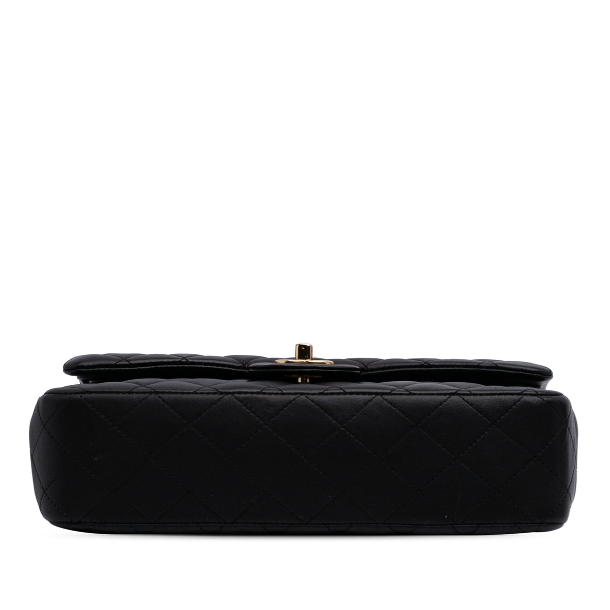 Second hand Chanel Classic Double Flap Medium Lambskin Leather Matelassè Shoulder Bag Black - Tabita Bags