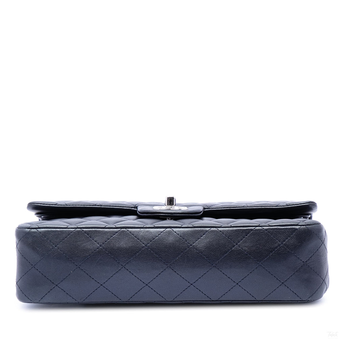 Second hand Chanel Classic Double Flap Medium Lambskin Leather Matelassè Shoulder Bag Blue - Tabita Bags