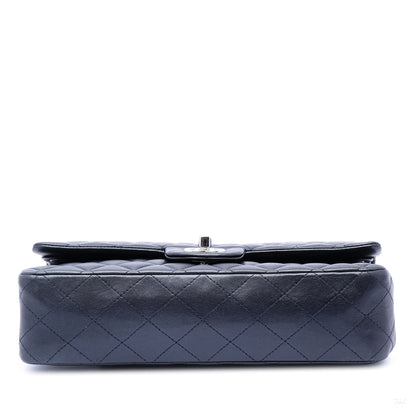 Second hand Chanel Classic Double Flap Medium Lambskin Leather Matelassè Shoulder Bag Blue - Tabita Bags